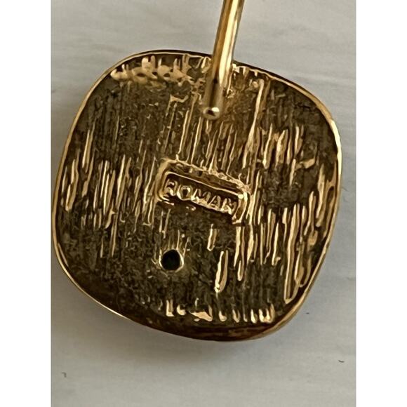 Vtg Signed Roman Green Pendant & Earrings & Gold Tone Necklace Cat’s Eye - Picture 3 of 10